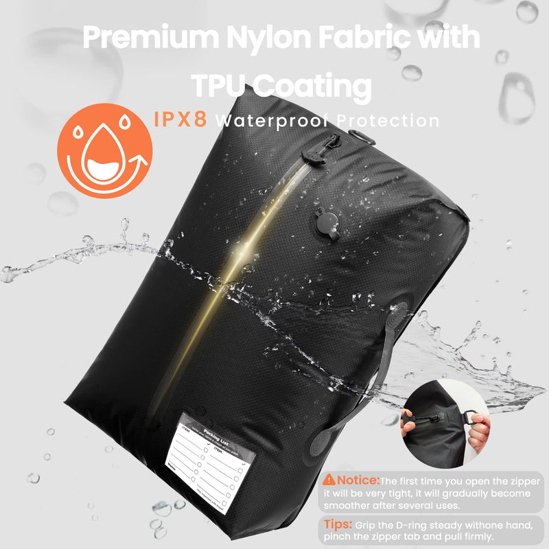BAGAIL TPU Travel Vacuum Bags with Tag Pocket, IPX8 Waterproof Zipper, Reusable Space Saver Bags for Suitcase and Backpack (L+pump) L-With Pump