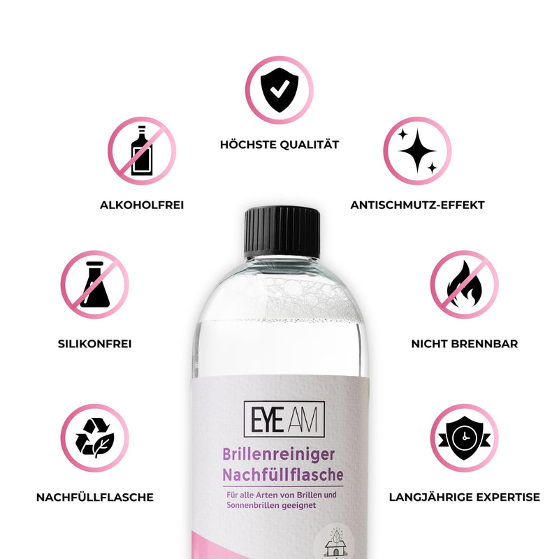 [Australia] - Glasses cleaner refill bottle 750ml | Cleaning for glasses and sunglasses - cleaning glasses has an antistatic effect with an anti-dirt effect - model: (refill bottle 750ml) 750 ml (pack of 1) 