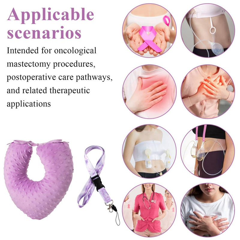 [Australia] - Yxmeiguo Mastectomy Pillow & Shower Drain Lanyard Set, Mastectomy Recovery Supplies, Breast Pillow, Post Surgery Recovery for Breast Cancer, Lumpectomy, Tummy Tuck, Breast Cancer Gifts for Women 