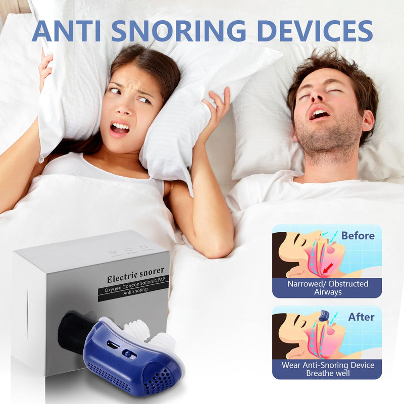 Anti Snoring Devices, Effective Snoring Prevention, Snoring Solution, Electric Breathable Snore Stopper, Suitable for Men and Women with All Nose Shapes Dark Blue