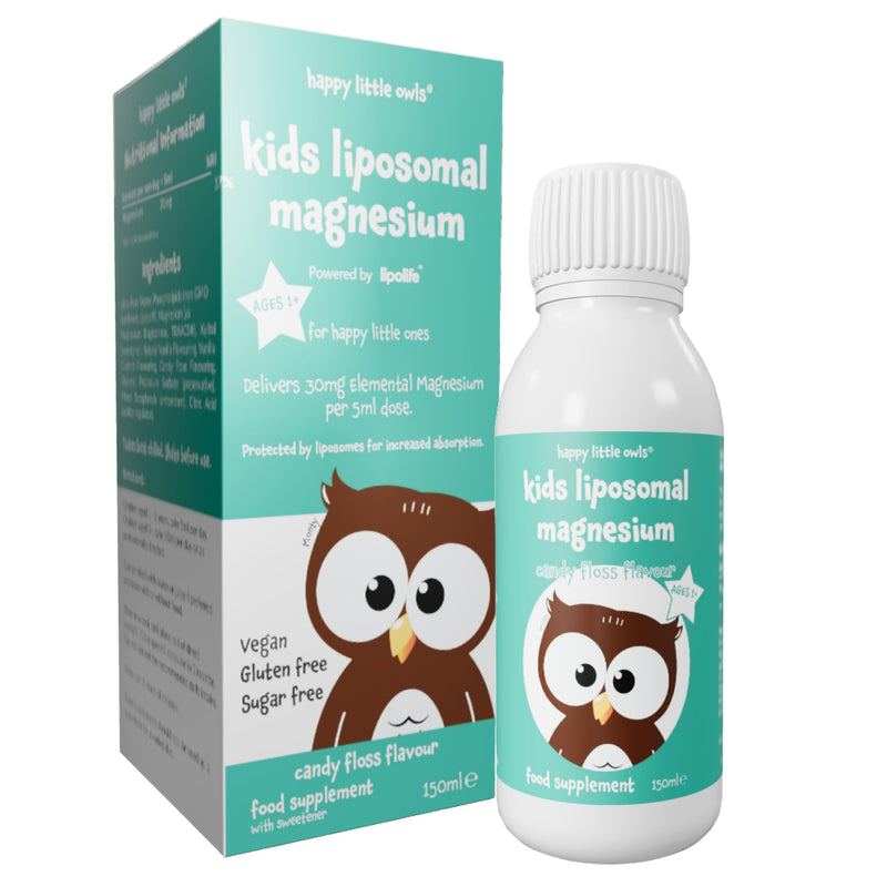 Kids Magnesium Candy Floss Liquid 150ml – Liposomal Supplement for Kids, Toddlers 1yr+, Magnesium for Sleep & Relaxation Support, 30 Servings, Vegan Gluten Free | Happy Little Owls