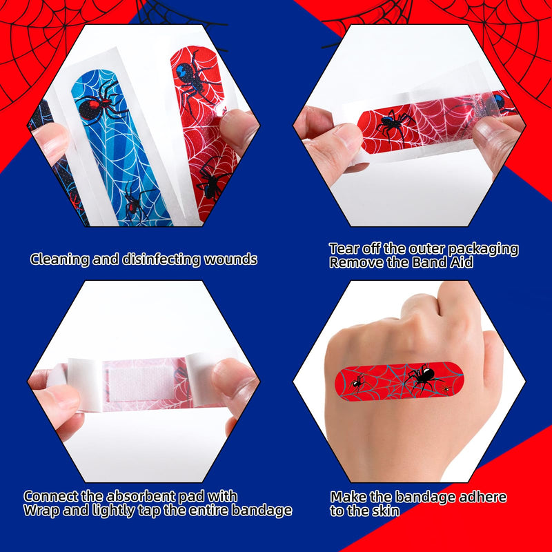 [Australia] - 200 Pcs Spider Bandage, Waterproof Breathable Spider Theme Adhesive Bandages for Kids Boys Adults Family Protection Care Cuts Scrapes 