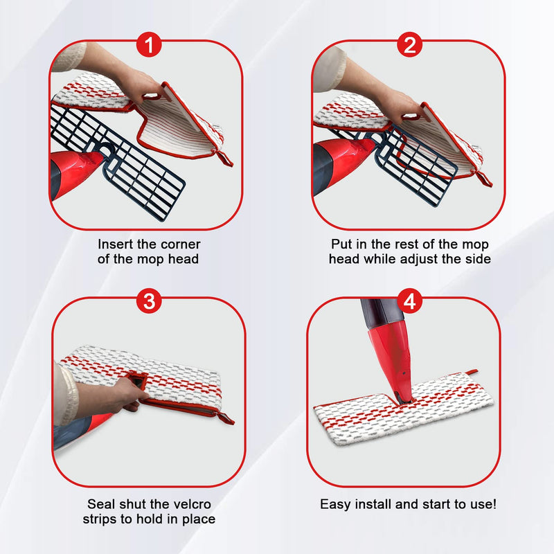 [Australia] - Microfiber Spray Mop Pads Compatible with Promist MAX Reusable Spray Mop Refills for Ocedar ProMist Dust Mop,Dual-Action Washable Flip Mop Pads Replacement for Dry Wet Floor Cleaning,3 Packs 3 Packs Red White Mop Pad for Promist Max 