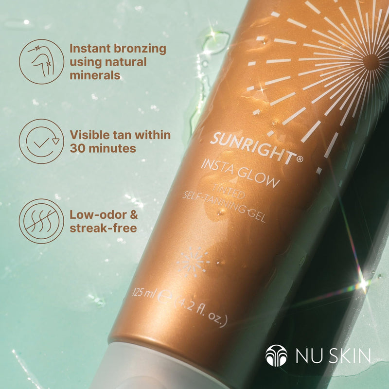 [Australia] - Nu Skin Sunright Insta Glow Self Tanner Gel | 4.2 oz | Summer Tan | Face & Body Bronzer | Beauty & Skin Care | Vitamin E & Avocado Oil & Amino Acids 4.2 Fl Oz (Pack of 1) 