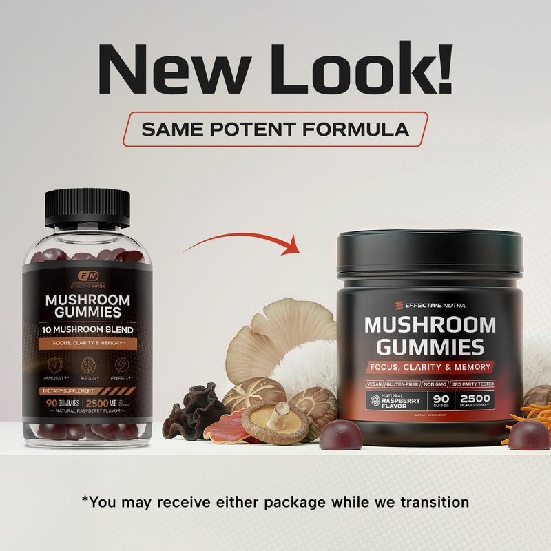 [Australia] - Mushroom Gummies - 10 Mushroom Blend 2500 mg - Lion's Mane, Reishi, Cordyceps - Focus, Clarity & Memory - Vegan, Gluten Free (90 Ct) 90 Count (Pack of 1) 