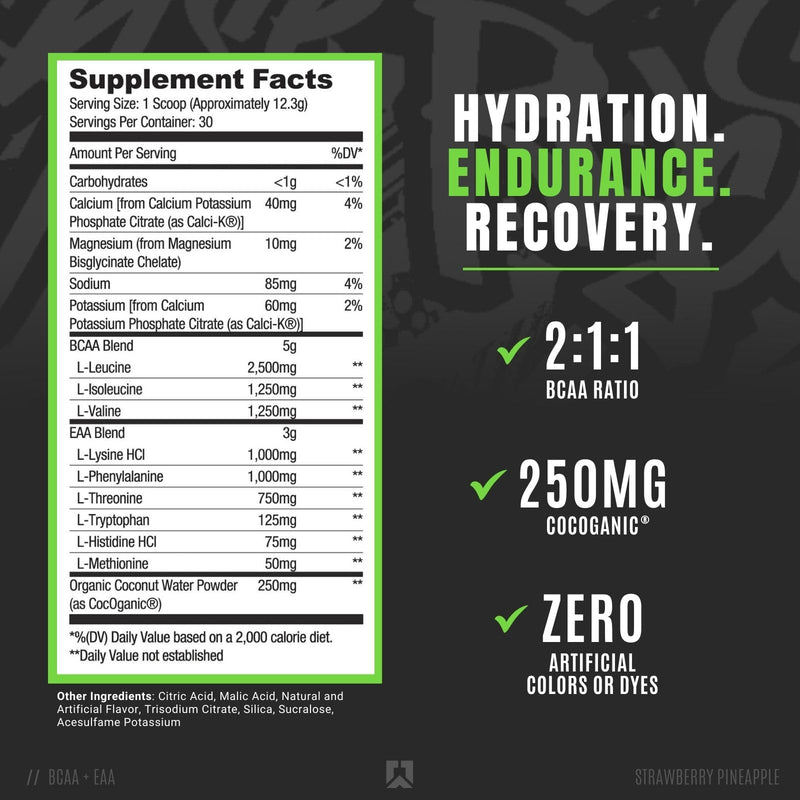 [Australia] - RYSE Up Supplements Core Series BCAA+EAA | Recover, Hydrate, and Build | with 5g Branched Chain Aminos and 3g Essential Aminos | 30 Servings (Strawberry Pineapple) Strawberry Pineapple 