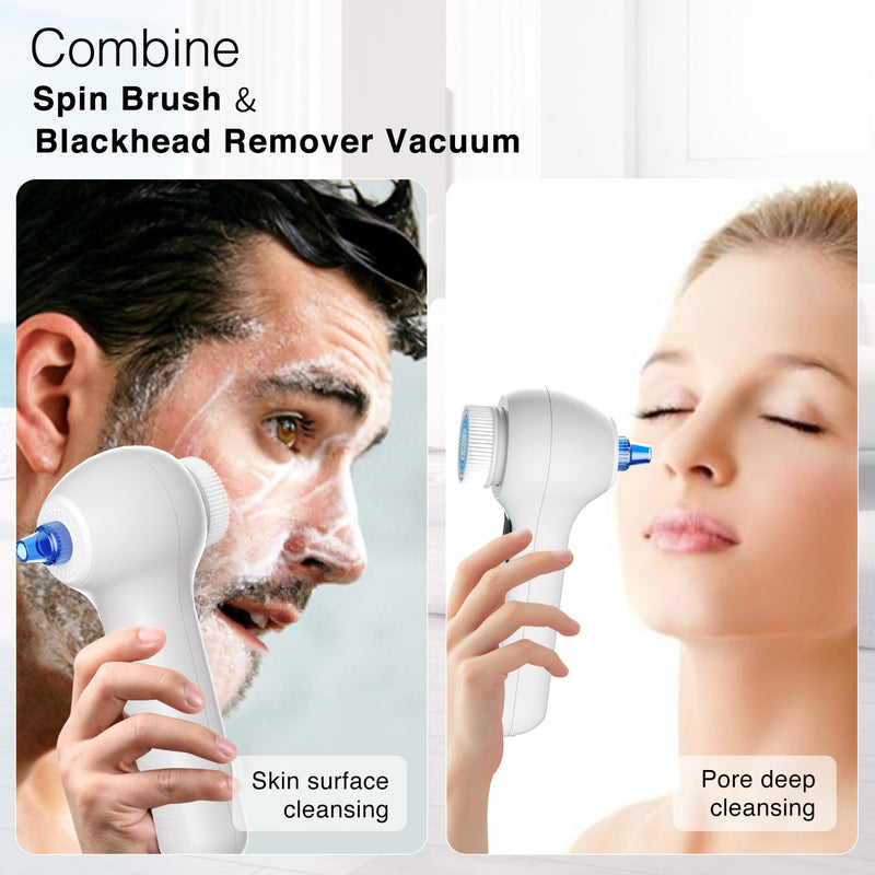 [Australia] - Face Scrubber Exfoliator with LCD Screen,Rechargeable Facial Cleansing Brush IPX7 Waterproof 3 in 1 Blackhead Remover Vacuum for Exfoliating,Massaging and Deep Pore Cleansing White 