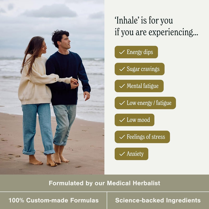 Inhale – Premium Vitality Drops | Daily Botanical Glycerite with Ginger, Matcha, Gotu Kola & Siberian Ginseng | Alcohol-Free | 50ml, 25 Servings | UK-Made, Vegan