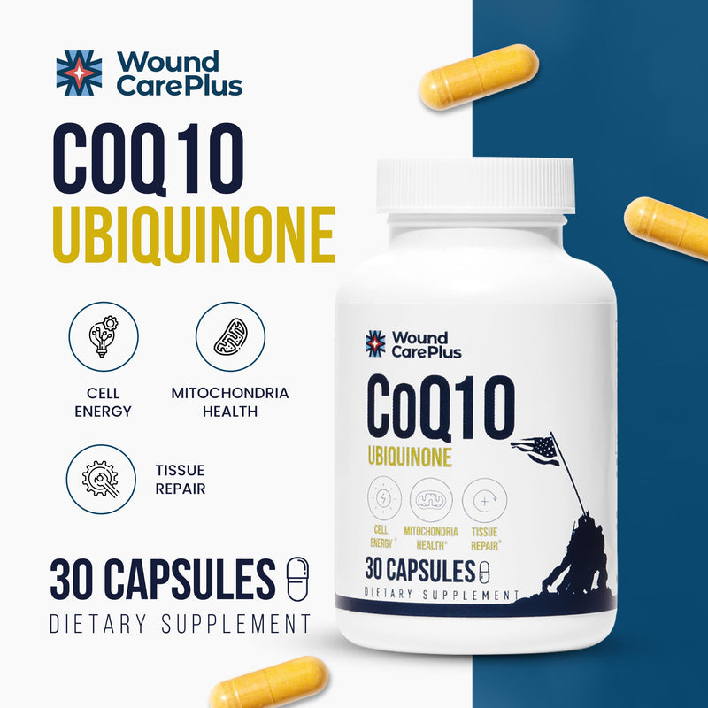Wound Care Plus CoQ10 Supplement – Ubiquinone Antioxidant for Cellular Energy & Heart Health – Supports Vitality & Healthy Aging – 30 Capsules – Non-GMO, Gluten-Free, Keto Friendly