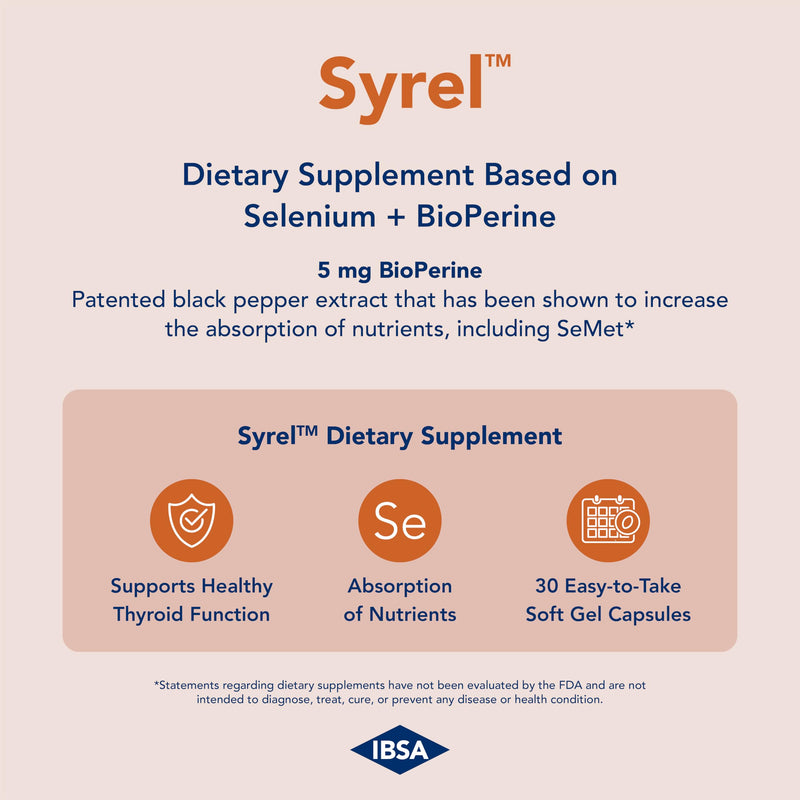 [Australia] - Syrel - Thyroid Support Supplement ‚Äì 100mcg Selenium and 5mg BioPerine - 30 Soft- Gel Caps for Increased Bioavailability and Absorption - Gluten-Free, Lactose-Free, Sugar-Free, Non-GMO 