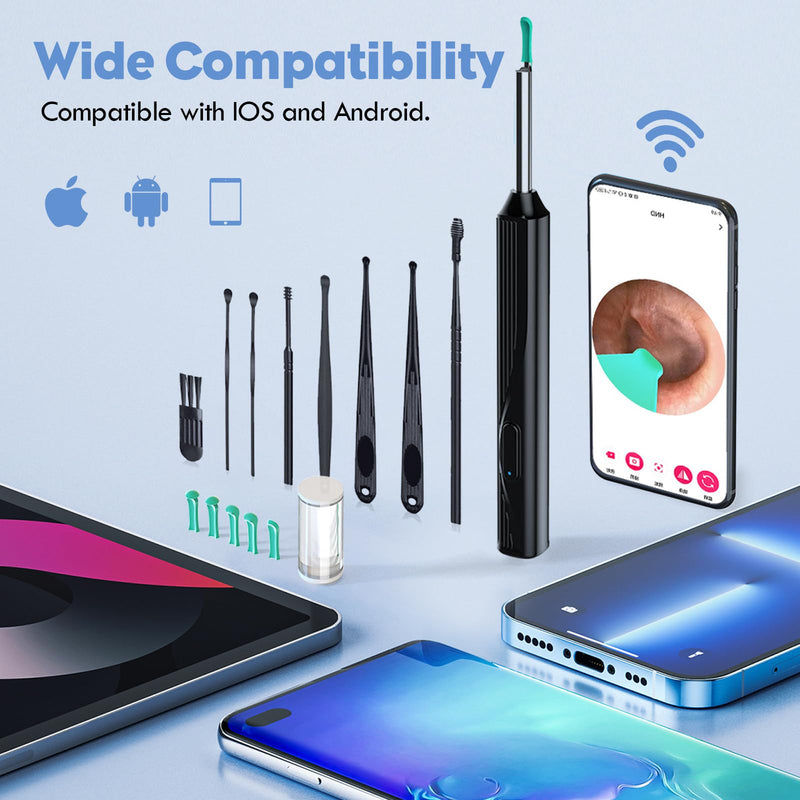 [Australia] - Earwax Remover Otoscope, 1080P WiFi Ear Cleaner HD Ear Camera IP67 Waterproof Ear Cleaner 3.5mm Lens Ear Endoscope with 6 LEDs Rechargeable Ear Cleaner for Children, Adults and Pets 