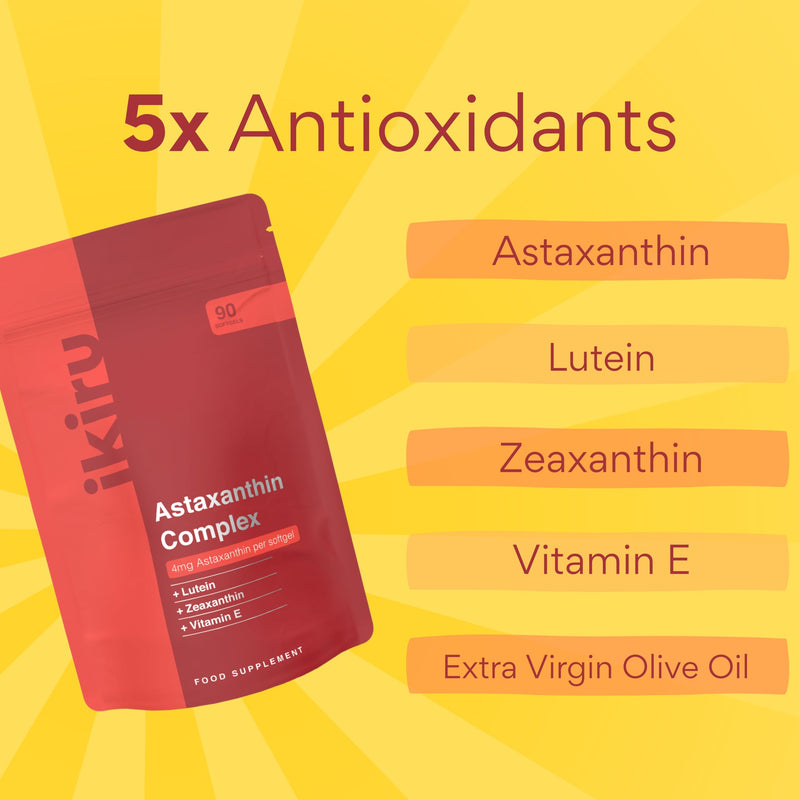 42mg Astaxanthin Antioxidant Complex Providing 4mg | 3 Month Supply | 2mg Lutein | 10mg Zeaxanthin | 15mg Vitamin E | Extra Virgin Olive Oil | Eye & Skin Health Supplement 1 count (Pack of 90)