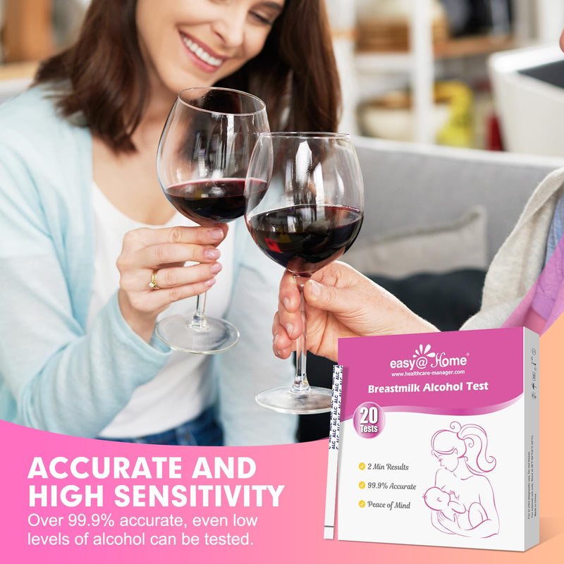 [Australia] - Easy@Home Breastmilk Alcohol Test Strips, at Home Alcohol Test for Breastfeeding and Lactation Milk Testing, Give Nursing Mothers Clarity, Easy, Quick and Precise Detection, EBA-20T, 20-Pack 
