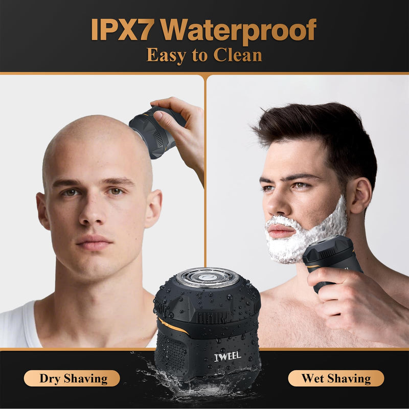[Australia] - Head Shavers for Bald Men Magnetic Electric Razor Rechargeable Head and Face Shaver for Men Beard Trimmer IPX7 Waterproof Wet/Dry Bald and Skull Shavers Cordless Grooming Kit for Travel Home Matte Black 