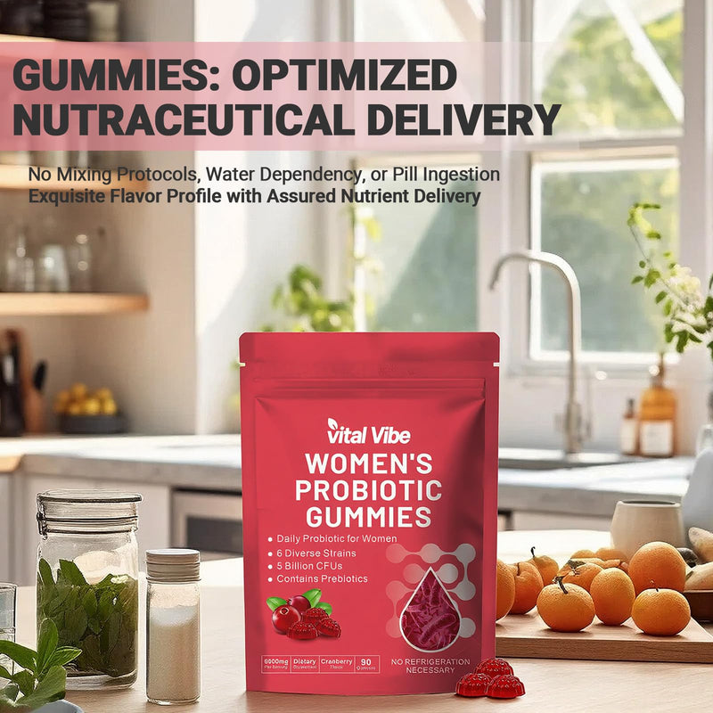 Vaginal Prebiotics and Postbiotics Gummies with 5 Billion CFU - for Gut Health, Immune System & Digestion - Feminine Balance Gummies for Women & Men - Cranberry Flavour, Sugar-Free, 90 Counts