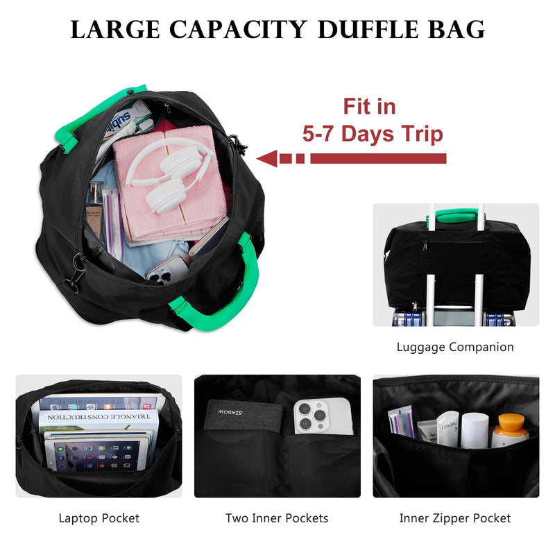 Travel Duffle Bag for Women, Weekender Overnight Hospital Bags with Removable Shoulder Strap, Carry On Bag for Weekend Trip Business Green