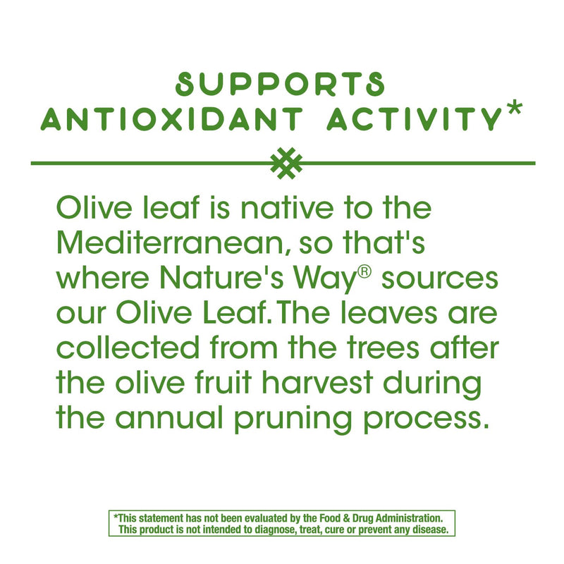 [Australia] - Nature's Way Olive Leaf - 1,500 mg per 3-Capsule Serving - Supports Antioxidant Activity* - Olive Leaf Herbal Capsules - Non-GMO Project Verified - Gluten Free - 100 Vegan Capsules 