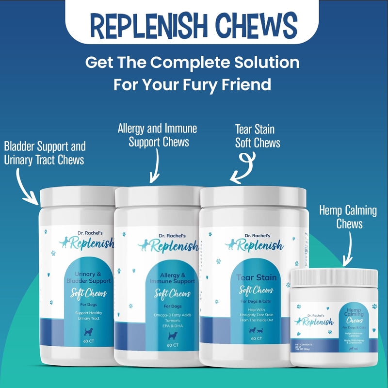 Replenish Probiotic and Digestive Enzyme Chews for Dogs - Dr. Rachel's Daily Canine Probiotics and Dog Digestive Enzymes, Nutrient Absorption Chews - Pet Dietary Balance, Stomach Relief - 60 Count - PawsPlanet Australia