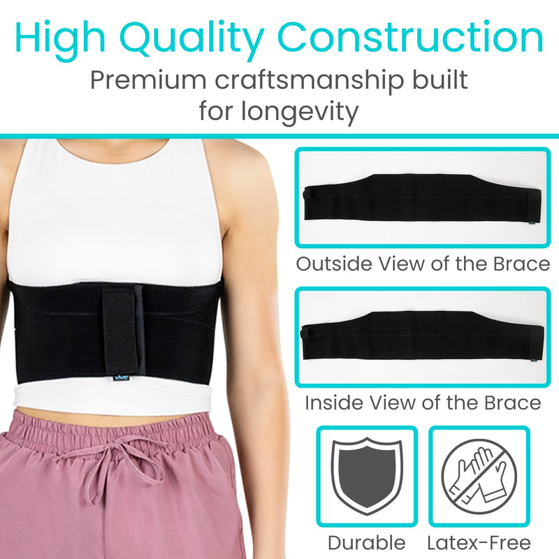 Vive Broken Rib Brace for Women, Men - Rib Cage Support Belt for Fractured, Cracked, Broken or Bruised Ribs - Post Surgery Compression Garment Wrap - Diastasis Recti Belly Band Small