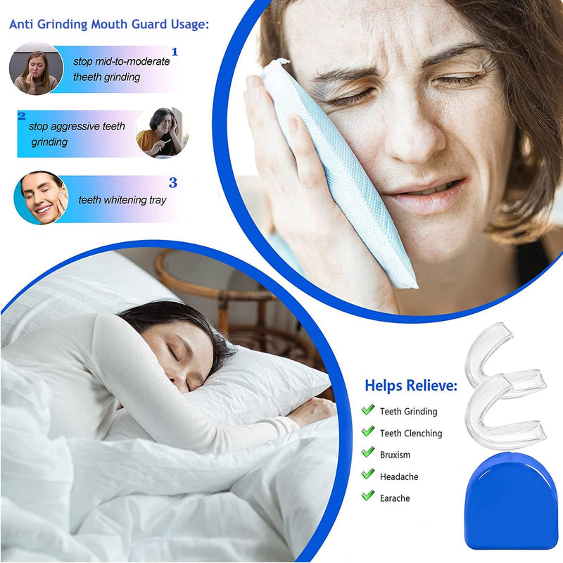 [Australia] - 2PCS Teeth Whitening Trays Kits Mouth Guards, 2 Anti Grinding Mouth Guards and 2 Tooth Boxes, Thermoform Moldable Teeth Whitening Tray, Mouthguards for Stop Teeth Clenching Grinding Bruxism at Night 
