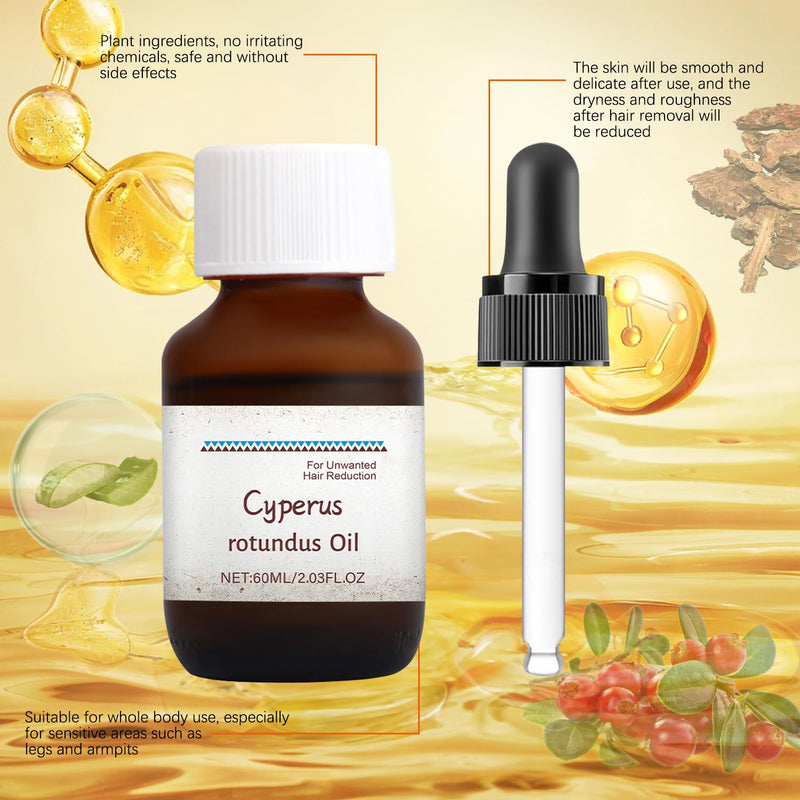 [Australia] - 2PCS Cyperus Rotundus Oil, 60ml*2 Essential Oils Cyperus for Hair Removal, Natural Pure Cyperus Oil Silky Hair Remover, for Reducing Body Hair Growth and Skin Care 