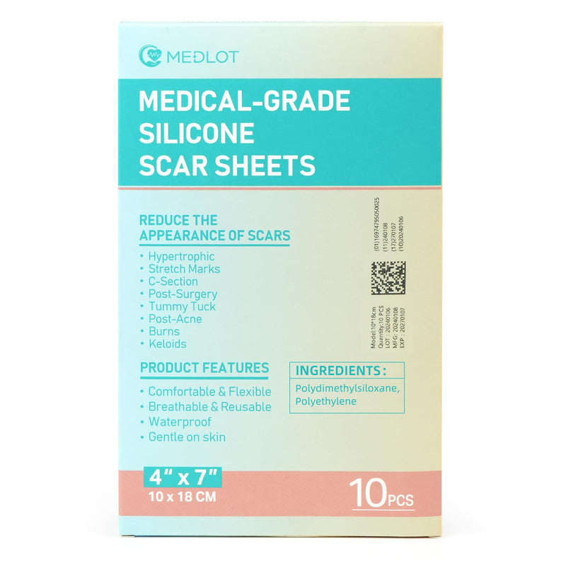 [Australia] - Silicone Scar Sheets, Large 10Pcs 4‚Äù x 7‚Äù Each, Medical Silicone Tape for Scar Treatment, Scar Patches for C-Section, Keloid Bump, Stretch Marks, Burn, Acne, Surgical Scar Removal 10 Sheets (each 4‚Äùx7‚Äù) 