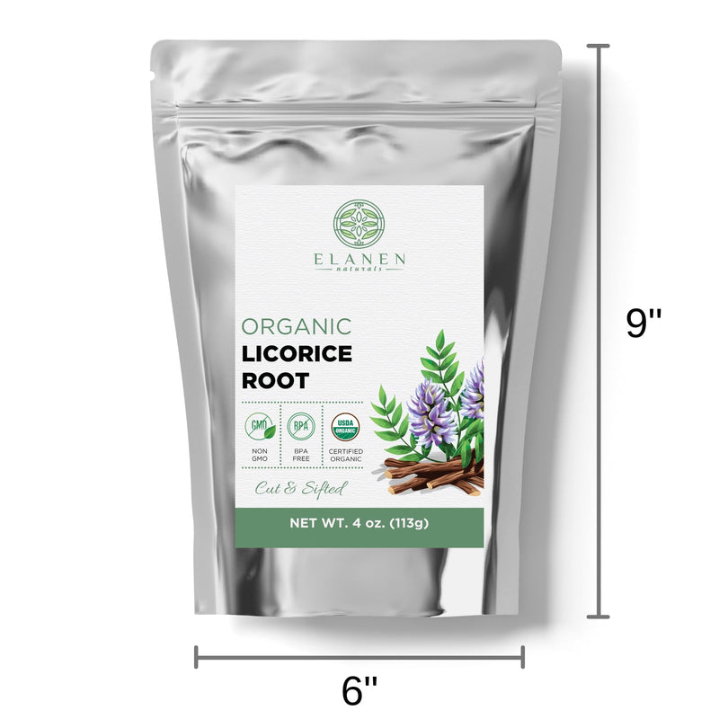 [Australia] - Organic Licorice Root 4 oz. (113g), USDA Certified Organic Licorice Root Tea, Licourice Root, Bulk Licorice Root Chopped, Liquorice, Raiz de Regaliz Licrice Root, Glycyrrhiza glabra, Cut & Sifted 4 Ounce 