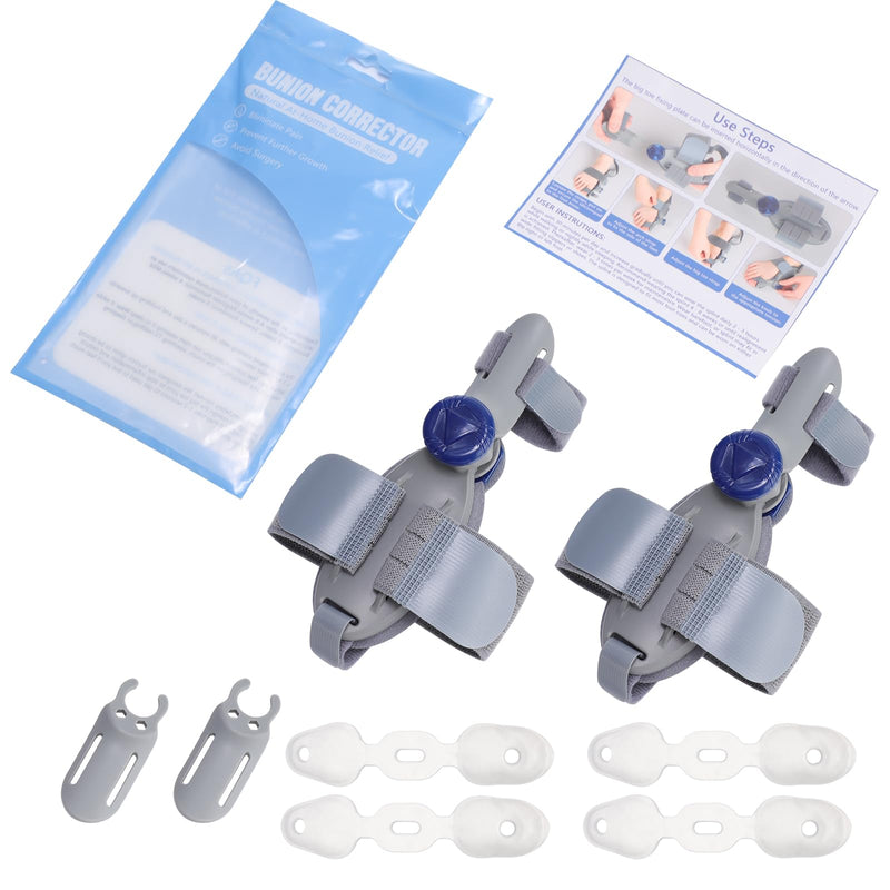 2 Pack Bunion Corrector for Men & Women, Adjustable Knob Toe Splint with Silicone Pads, Bunion Relief Brace with Dual Toe Straps, Night & Day Use, Fits Left & Right Foot DOUBLE