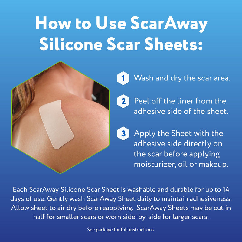 [Australia] - ScarAway Advanced Silicone Scar Sheets, Medical Grade Variety Pack Silicone Strips, Scar Treatment & Prevention for Surgical, Burn, Body, Acne, Hypertrophic & Keloid Scars, 8 Reuseable Sheets 