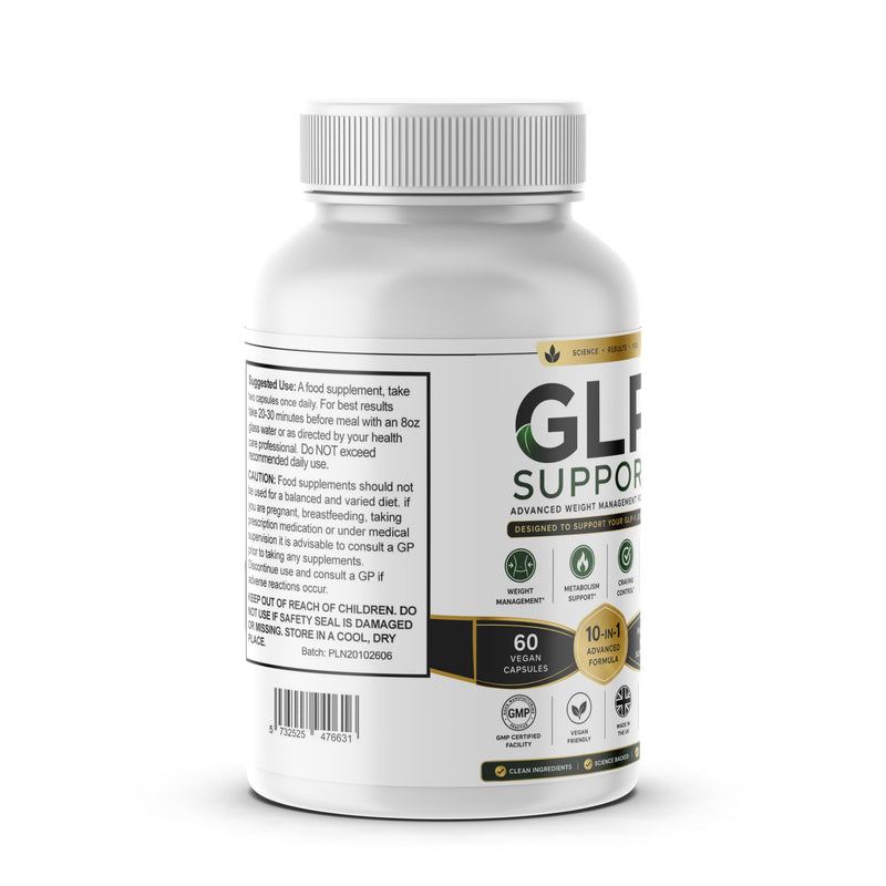 GLP Support Advanced Weight Management Capsules | GLP-1 Inspired Metabolism & Craving Support Formula | Energy & Wellness Supplement with Green Tea, Chromium & MCT | 60 Vegan Capsules