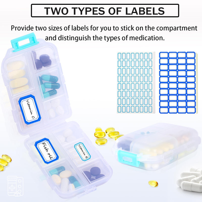 Travel Pill Organizer Portable Pocket Pill Case Small Pill Box for Purse Medicine Organizer Have 10 Compartments Storage Vitamin Fish Oil by INVODA (1PCS White+Lables) 1pcs White