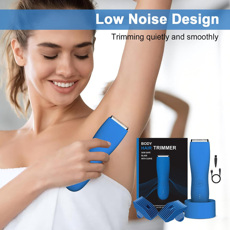 [Australia] - Pubic Hair Trimmer for Men and Women,Electric Shaver,Rechargeable & Cordless Electric Razor,Waterproof Wet/Dry,Ideal Razor Gift for Boy/Girl Friend (Blue) 