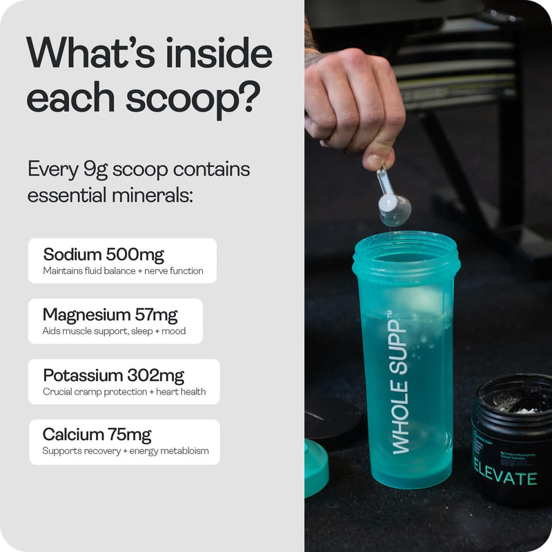 Elevate Creatine Powder with Electrolytes - Mango Flavour – 5g Pure Monohydrate Formula to Boost Energy, Sharpen Focus & Enhance Recovery – 30 Servings (270g) Intra & Post Workout Drink