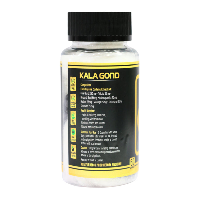 Dev Ayurveda Kala Gond Capsule II Ayurvedic Herbal Capsule II 60 Capsules II Pure & Natural Kala Gond with Jatamansi