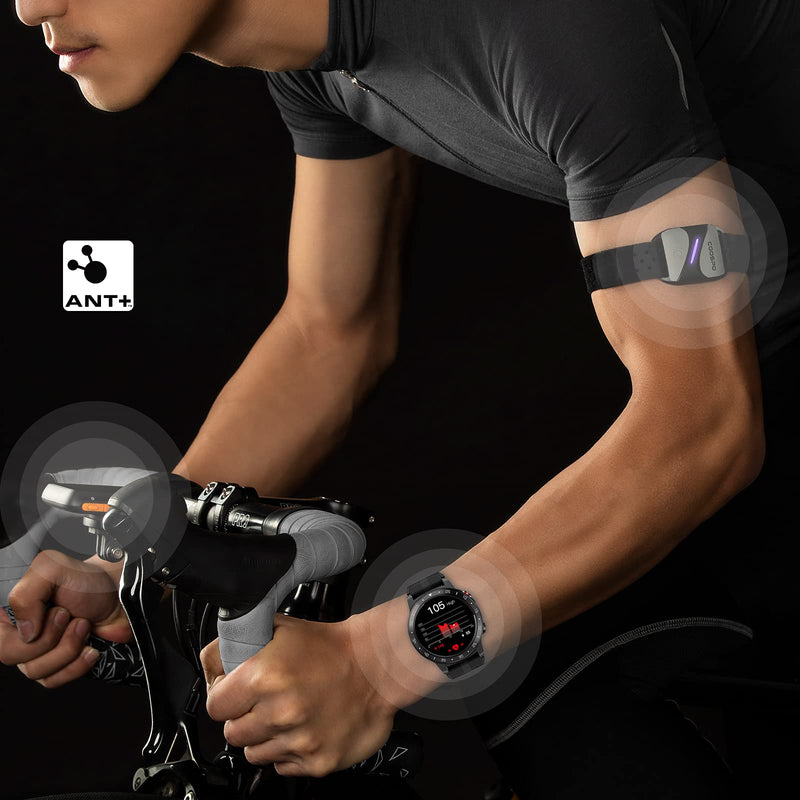[Australia] - COOSPO Heart Rate Monitor Armband HW807, Bluetooth 5.0 ANT+ HRM with HR Zone LED Indicator, Tracking Heartbeat HRV for Fitness Training, Work with Peloton/Polar/Wahoo/Strava/Zwift/DDP Yoga HW807 Armband Heart Rate Monitor 