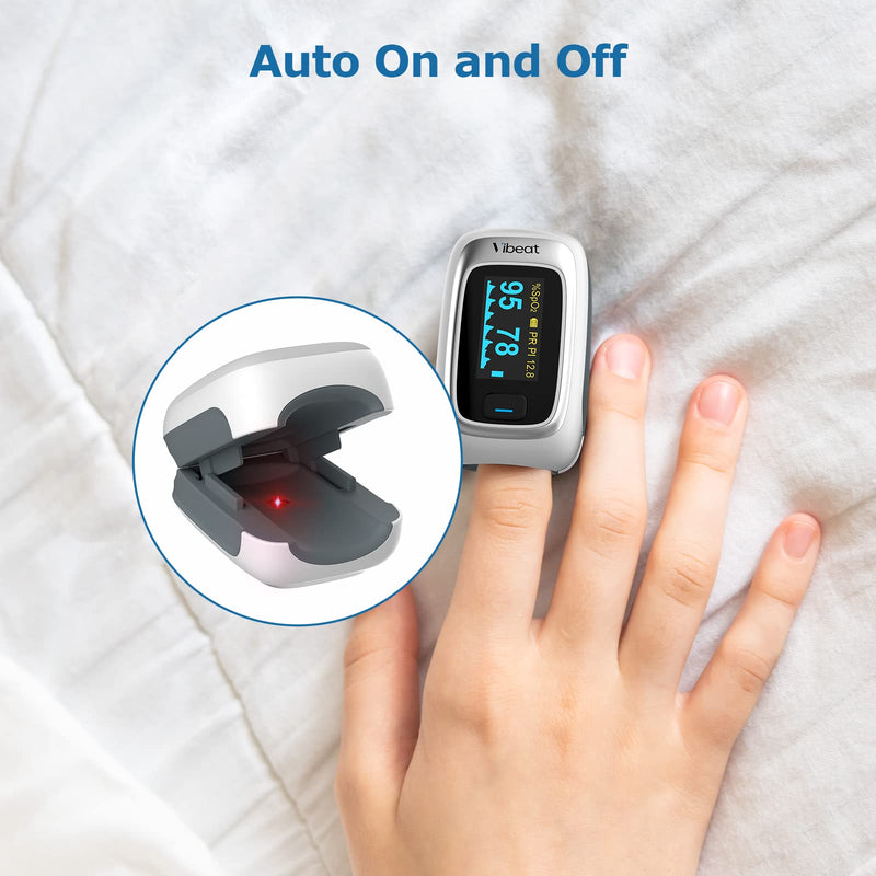 [Australia] - Vibeat Bluetooth Fingertip Pulse Oximeter with Pulse Rate, Blood Oxygen Saturation Monitor | Finger O2 Meter, Batteries and Lanyard Included, Free APP, FSA/HSA Eligible 