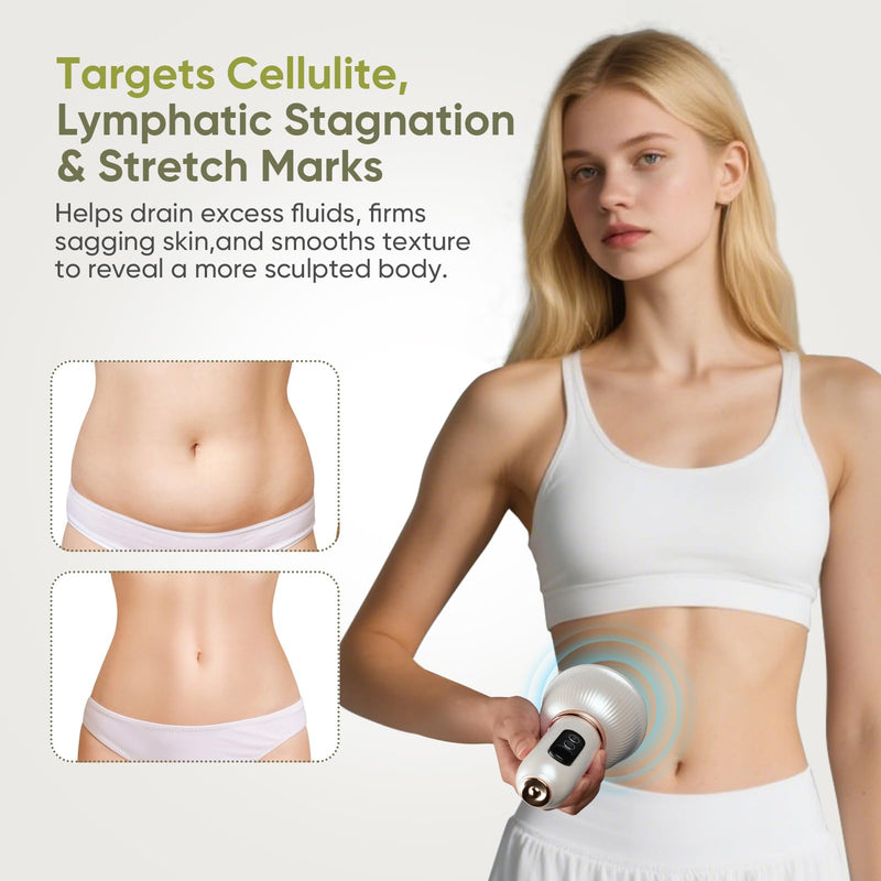 [Australia] - Body Sculpting Machine — Lymphatic Drainage Massager & Anti Cellulite Massage Tool,with Microcurrent, Light Heat & Vibration for Legs, Arms & Belly, Body,Helps Reduce Stretch Marks & Cellulite White 