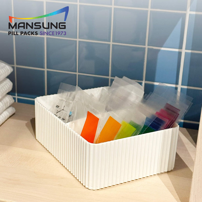 Mansung S Heat Seal Pill Bag pouche Pack Sealed for Medicine Funnel Tray Loading AM PM Organizer Electronic Dispenser kit Daily Sealing Filler Vacuum Vitamin omnicell sorter Paper (S 700 Bags/Week) S 700 Bags/Week