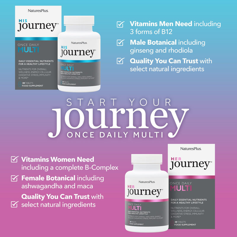 NaturesPlus Her Journey One a Day Multivitamin for Women – Energy, Immune, Stress – Vegan Multi for Women with Whole Foods, Adaptogens, Microflora Blend – Non-GMO, Gluten-Free - 30 Tablets 30 count (Pack of 1)