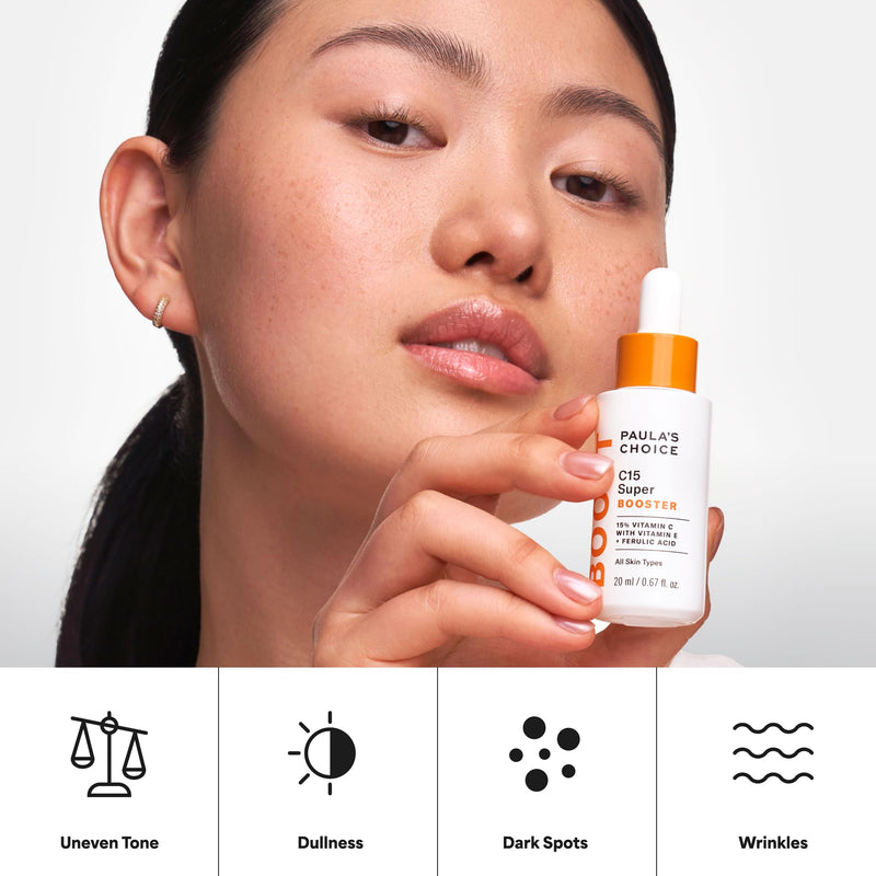 Paula's Choice BOOST C15 Super Booster 15% Vitamin C Face Serum | Daily Serum with Vitamin E & Ferulic Acid for Discoloration & Glow, Fragrance-Free Vitamin C15 (Full Size)