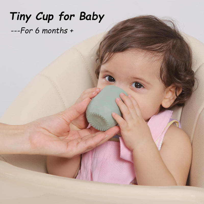 [Australia] - Seposeve Silicone Baby Cups for 6-12 Months, 12-24 Months, Pack of 2 Tiny Open Training Silicone Cup for Baby and Toddler, Baby Mouth-Like Design, with Capacity Markings, Green Blue 