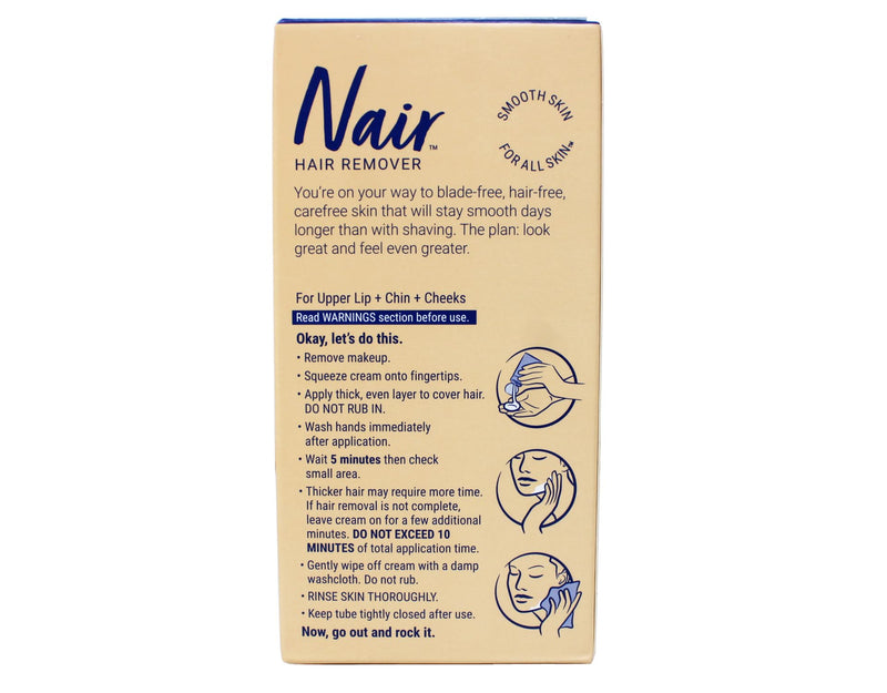 Nair Hair Removal Cream for Face with Special Moisturizers, 2-Ounce Bottles (Pack of 4)