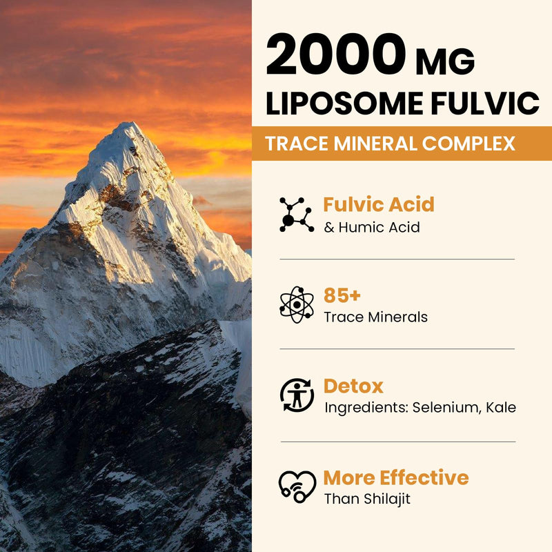 [Australia] - 2000 MG Liposomal Fulvic Acid + Humic Acid + Trace Minerals Complex - More Potent Than Shilajit, Electrolytes Liquid Supplement with Organic Kale for Energy, Digestion, Immunity & pH Balance, 2 Oz 2 Fl Oz (Pack of 1) 