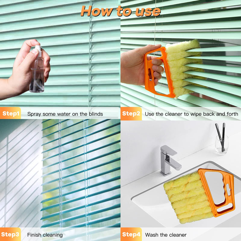 [Australia] - AOCEAN 2 Pcs Blind Cleaner Duster Tool 7-Finger Dusting Cleaner Tool for Window & Air Conditioner Handheld Mini Duster Brush for Wood Blinds Dust Dirt 2pcs 