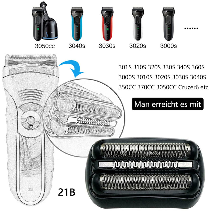 [Australia] - 21B Shaver Head Compatible with Braun Series 3 Series 3, Compatible with Braun Series 3 3070cc, 3050cc, 350, 350cc, Electric Shaver for 
