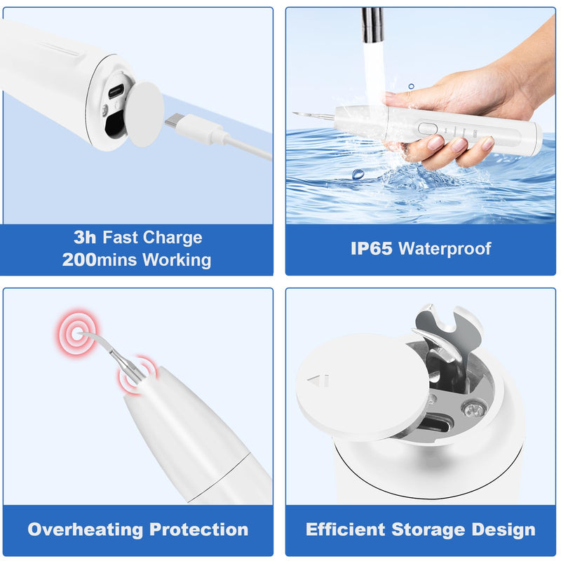 [Australia] - Dog Tooth Brushing Kit, Dogs Teeth Cleaning Kit with Led Light, 3 Modes Doggie Plaque and Tartar Remover, Dental Care for Cat,Low Noise Ultrasonic Dog Teeth Cleaner, White 