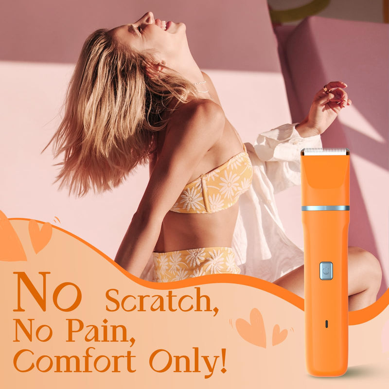 Facial Hair Removal for Women - Waterproof 2 in1 Rechargeable Eyebrow Facial Trimmer and Bikini Trimmer for Women, Painless Face Electric Razor/Shaver for Lip, Arms, Face, Peach Fuzz