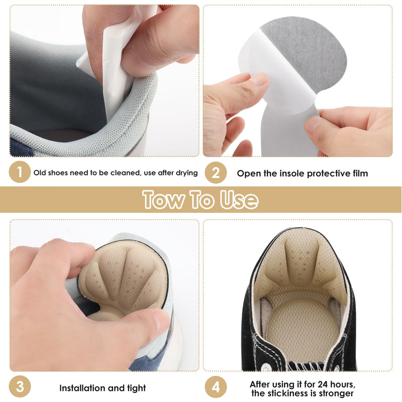 [Australia] - 2-in-1 foam heel pad heel grip shoe pad self-adhesive heel pad inserts for oversized shoes soft mesh heel grip pad thick insoles (Beige 2 pairs) Beige 2 pairs 