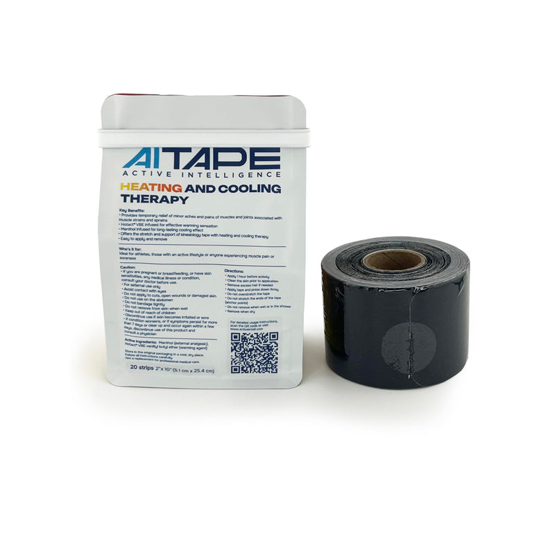 AI Tape Heating & Cooling Therapy – Dual Action Kinesiology Tape with Menthol for Muscle & Joint Pain Relief | Precut Athletic Tape for Back, Shoulder, Knee, Recovery – 20 Strips