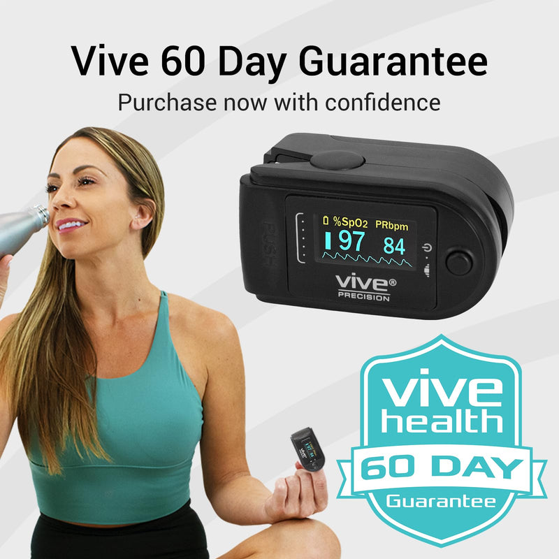 [Australia] - Vive Precision Pulse Oximeter - Oxygen Monitor Fingertip, Heart Rate Medical Grade Sensor LED Display - Accurate Finger Meter For Saturation SpO2, Lanyard & Batteries Included 